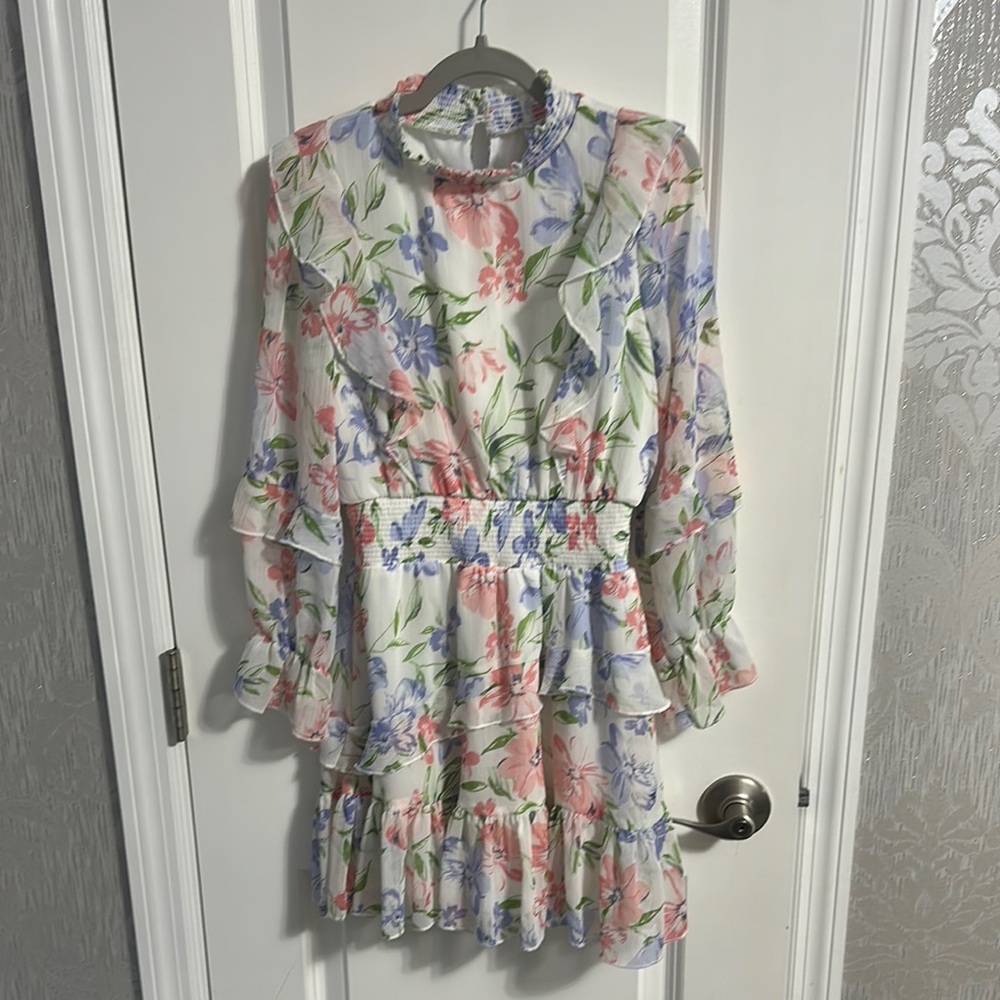 Rare Editions Floral Ruffle Dress - Multicolor